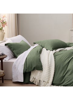 Bedsure Bedsure Olive Green Duvet Cover Full Size - Soft Prewashed Full Duvet Cover Set, 3 Pieces, 1 Duvet Cover 80x90 Inches with Zipper Closure and 2 Pillow Shams, Comforter Not Included  - Image 4