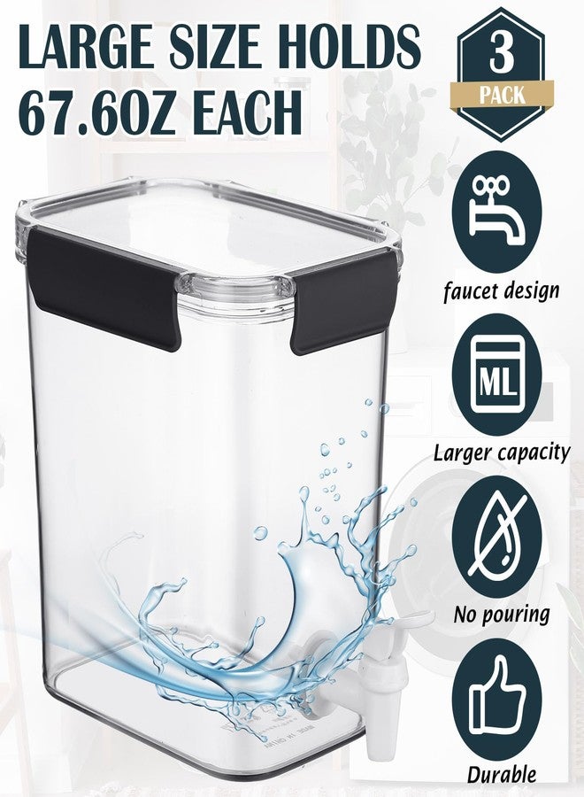 Soaoo 3 Set 67.6 oz Liquid Laundry Detergent Dispenser with Faucet and Cup Holder Labels Plastic Fabric Softener Container Detergent Drip Catcher for Laundry Room Washing Soap - Image 3