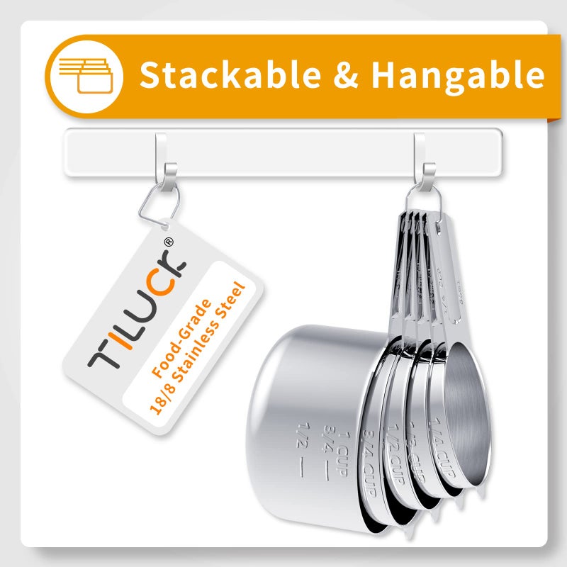 TILUCK Stainless Steel Measuring Cups & Spoons Set, Cups and Spoons,Kitchen Gadgets for Cooking & Baking (Large) - Image 3