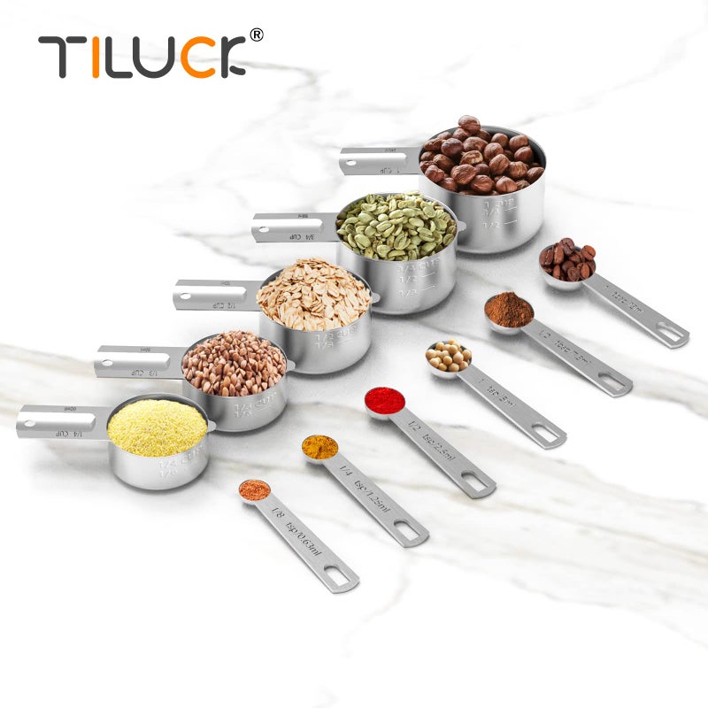 TILUCK Stainless Steel Measuring Cups & Spoons Set, Cups and Spoons,Kitchen Gadgets for Cooking & Baking (Large) - Image 5