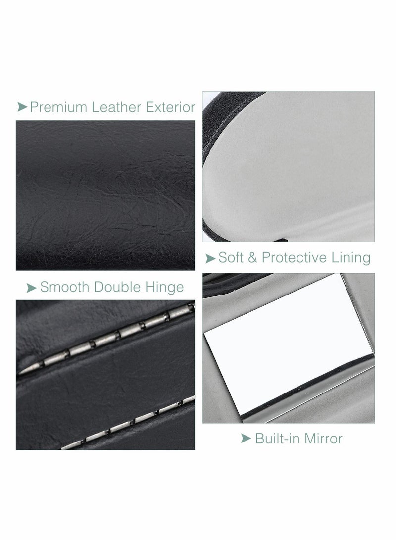 Double Eyeglass Case, Contact Lens Case with Mirror Tweezers Remover, 2 in 1 Double Sided Portable Contact Lens Box Holder Container Soak Storage Kit Sunglasses Pouch for Men & Women - Image 4