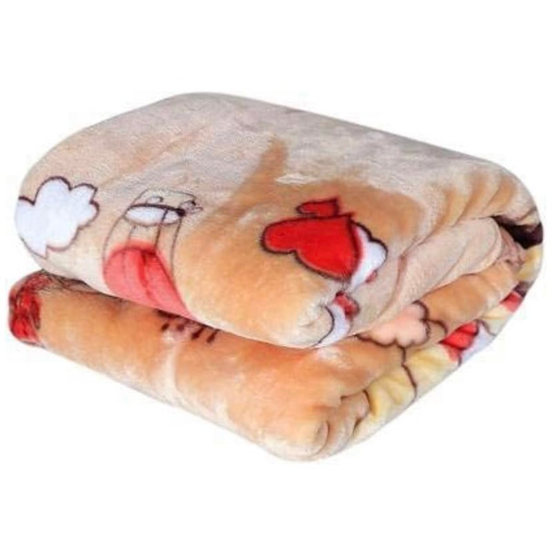 Homescape New Born Baby Blanket All Season Ultra Soft 2 Layer Blankets for Baby Boys and Baby Girls 90x110cm Beige_03 Years