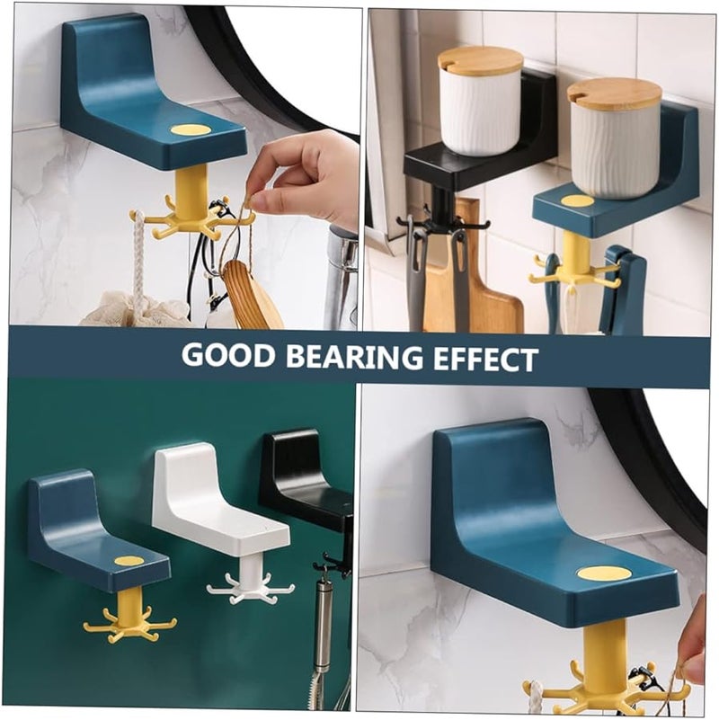 حامل أدوات المطبخ الدوار رف تخزين بدون حفر في الحائط خطافات 1 قطعة - Image 5