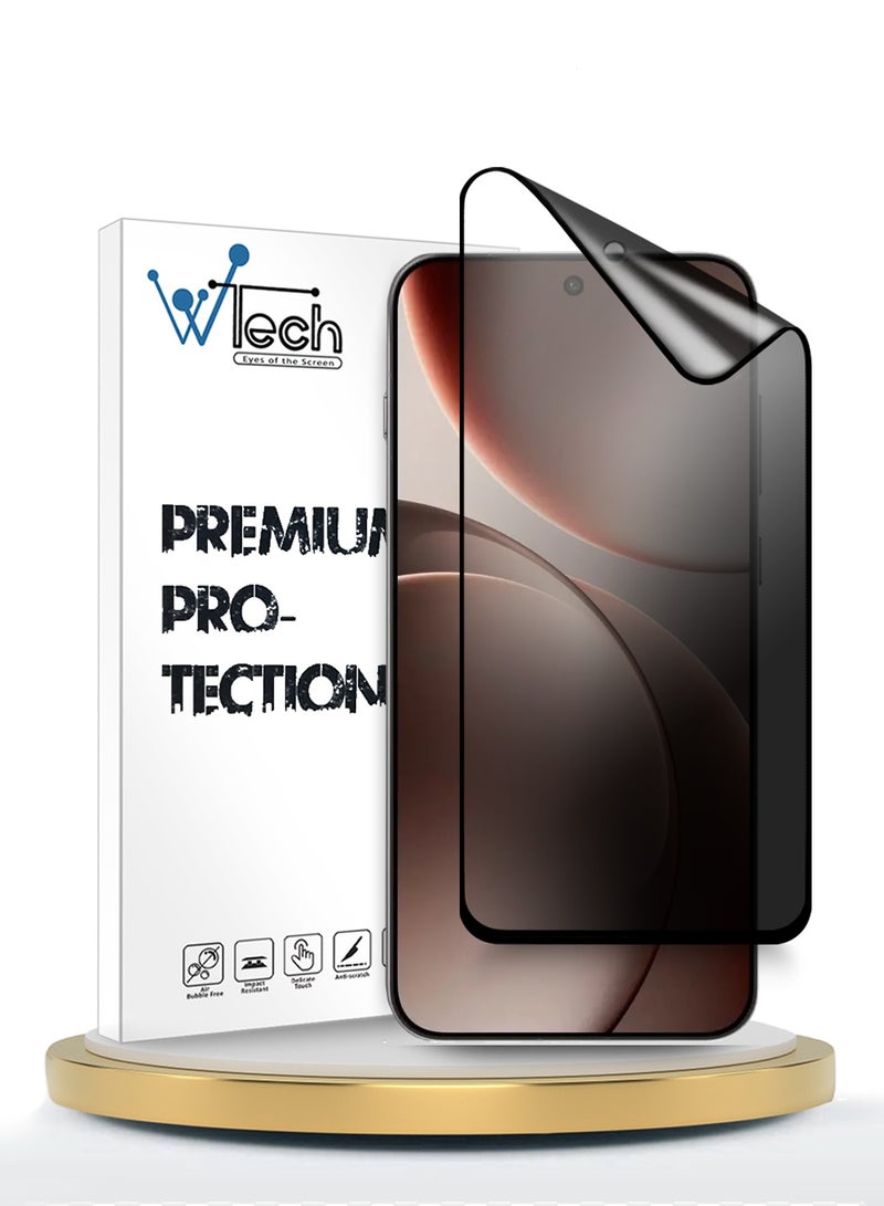 Wtech Oppo Find X9 5G 2025 Premium Nano Ceramic Privacy Full Glue Full Cover Matte Flexible Screen Protector (MSCNMP) - Clear/Black - Image 1