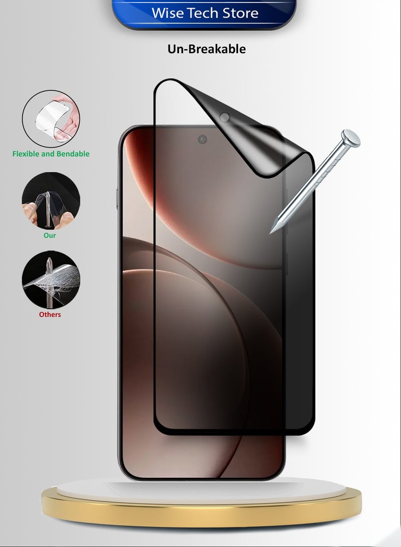 Wtech Oppo Find X9 5G 2025 Premium Nano Ceramic Privacy Full Glue Full Cover Matte Flexible Screen Protector (MSCNMP) - Clear/Black - Image 3
