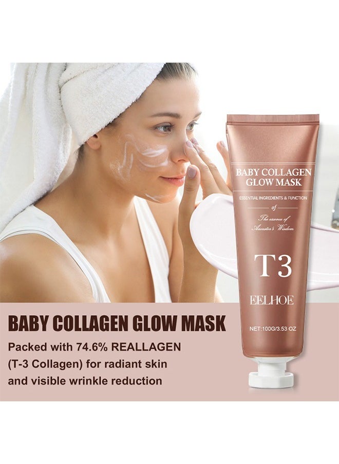 EELHOE Baby Collagen Glow Mask,T3 Collagen Pestlo Mask, Pestlo Baby Collagen Glow Mask, Pestlo T3 Collagen Mask, T3 Collagen Peel Off Mask, Korean Skin Care Facial Mask, Anti Wrinkle Firming Face Masks (1PCS)  - Image 4