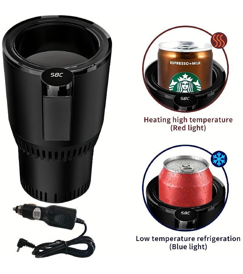 مبرد/مدفأة أكواب سيارات 2 في 1 باللون الأسود مع شاشة LED لدرجة الحرارة - Image 3