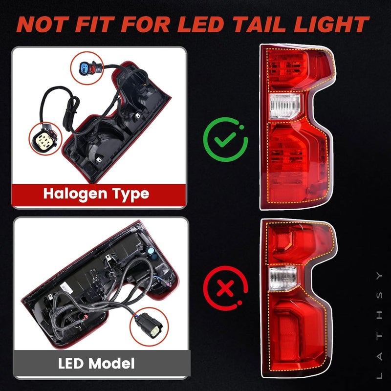 Lathsy Halogen Tail Light for 2019-2024 Chevy Silverado 1500 2500HD 3500HD Right Passenger Side - Image 3