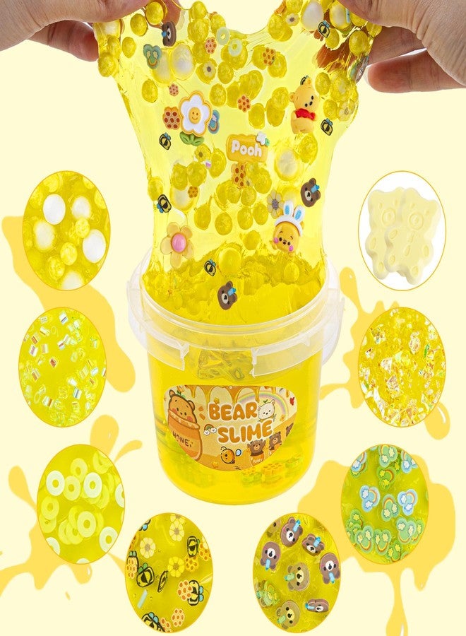 LAWOHO Bear Clear Slime 300ml, Yellow Clear Slime Kit for Girls Ages 8-12 with 9 Packs Cute Add-Ins for Kids Party Favors, Non Stick Slimes with Clay Toys Birthday Halloween Christmas Easter Gifts - Image 2