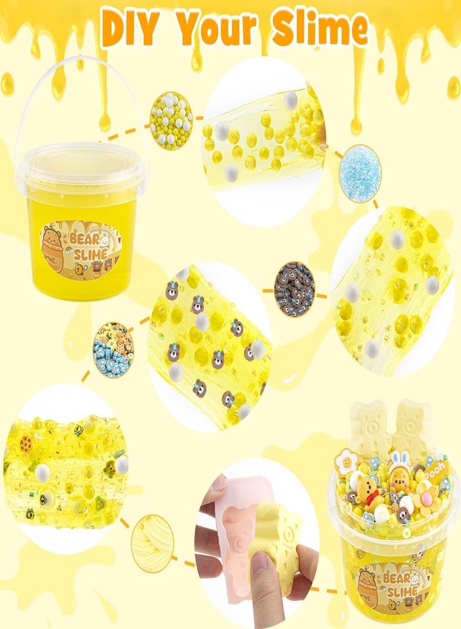 LAWOHO Bear Clear Slime 300ml, Yellow Clear Slime Kit for Girls Ages 8-12 with 9 Packs Cute Add-Ins for Kids Party Favors, Non Stick Slimes with Clay Toys Birthday Halloween Christmas Easter Gifts - Image 4