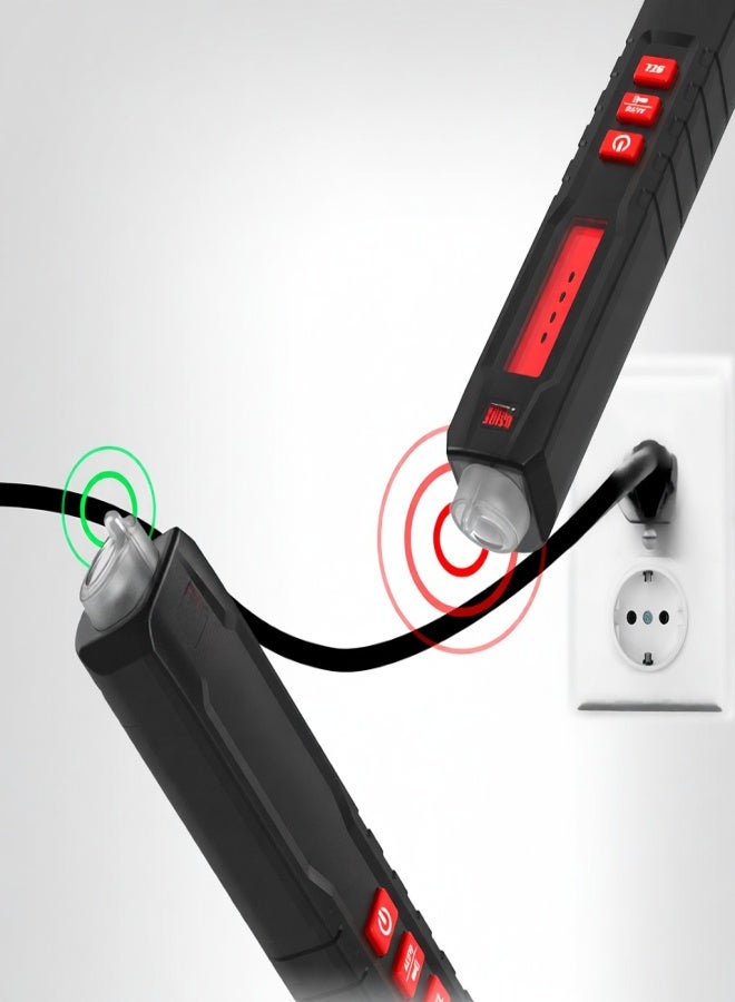 بي سايد جهاز قياس متعدد الوظائف رقمي محمول على شكل قلم، مزود بشاشة ثنائية اللون مقاس 1.9 بوصة، لقياس الجهد الفعال الحقيقي (TRMS)، والسعة، والمقاومة، والتردد، واستمرارية الثنائيات، ودرجة الحرارة، وقياس الجهد غير التلامسي (NCV). - Image 4