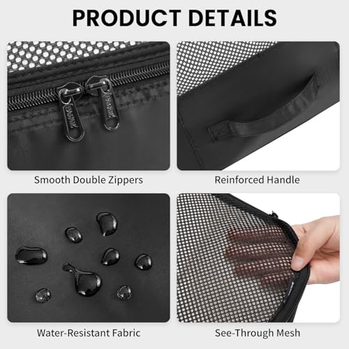 BAGAIL 6 Set Packing Cubes Luggage Packing Organizers for Travel Accessories-Black - Image 4