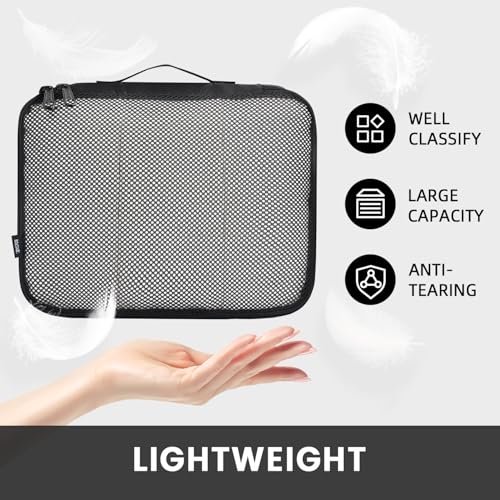 BAGAIL 6 Set Packing Cubes Luggage Packing Organizers for Travel Accessories-Black - Image 3