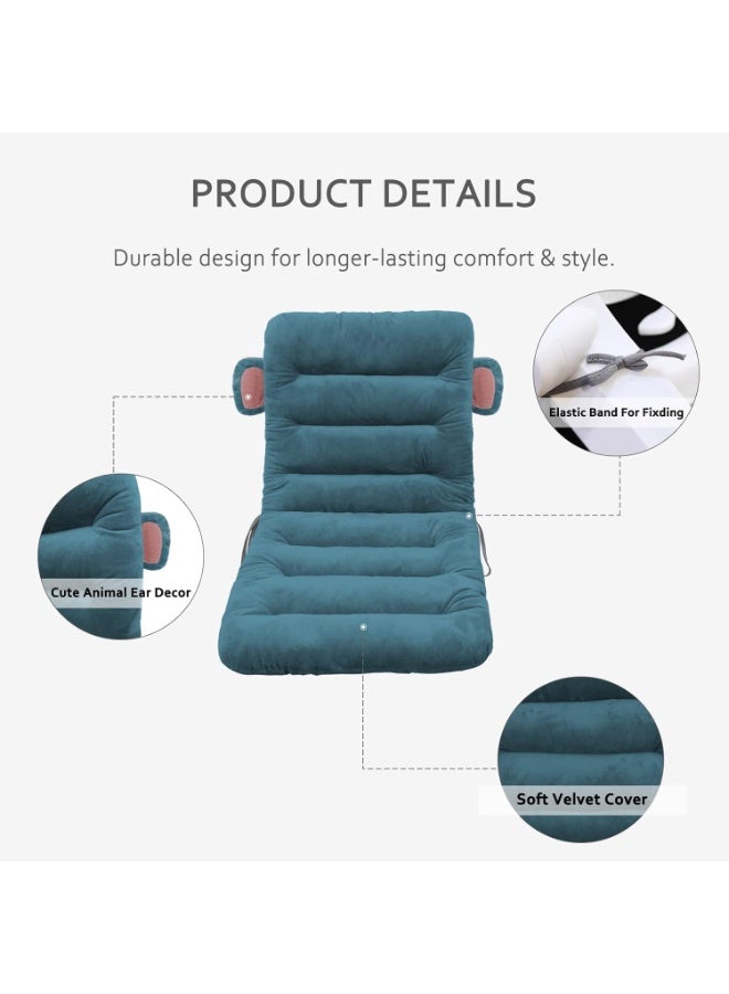 Reelyo Comfy Cushion, Thickened Plush Office Chair Cushion 85×45cm, All-in-One Soft Breathable Integrated Office Seat Cushion with Backrest Lumbar Support, Fixing Band & Non-Slip Bottom, Detachable Washable Cover, High Quality Plush PP Cotton Comfortable and No Deformation for Desk Chair Rocking Chair Car Seat Home Decor (Cute Blue Elephant Design) - Image 3