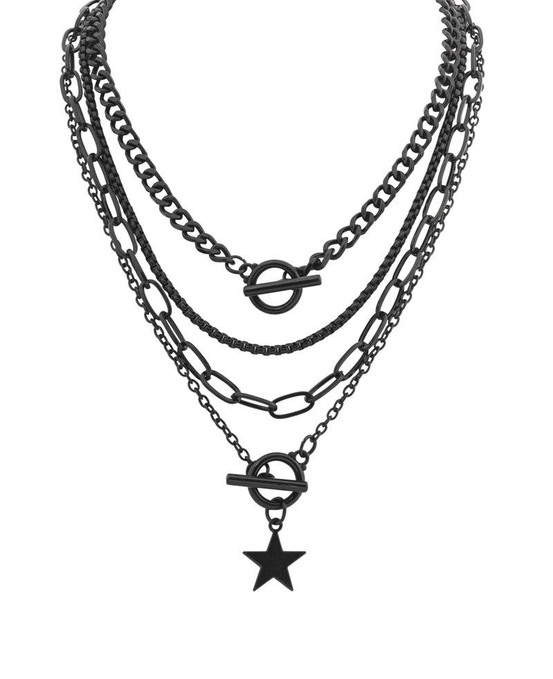 Sacina Goth Layered Black Star Choker Necklace, Black Jewelry, Gothic Punk Grunge Emo Necklace, Christmas Jewelry Gift for Women - Image 1