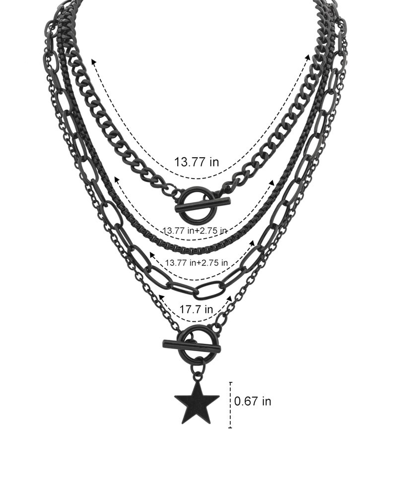 Sacina Goth Layered Black Star Choker Necklace, Black Jewelry, Gothic Punk Grunge Emo Necklace, Christmas Jewelry Gift for Women - Image 5