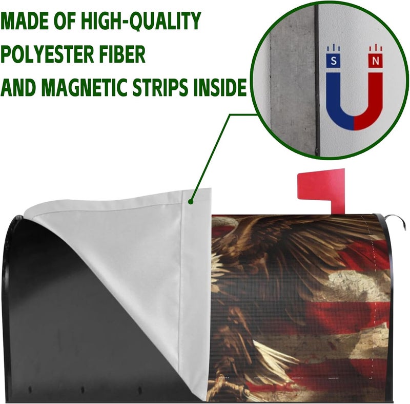 Identiy Mailbox Covers Magnetic Standard Size,18"x21" American Eagle with Flag Spring Summer Magnetic Mailbox Covers for Holiday Outside Yard Decor - Image 4