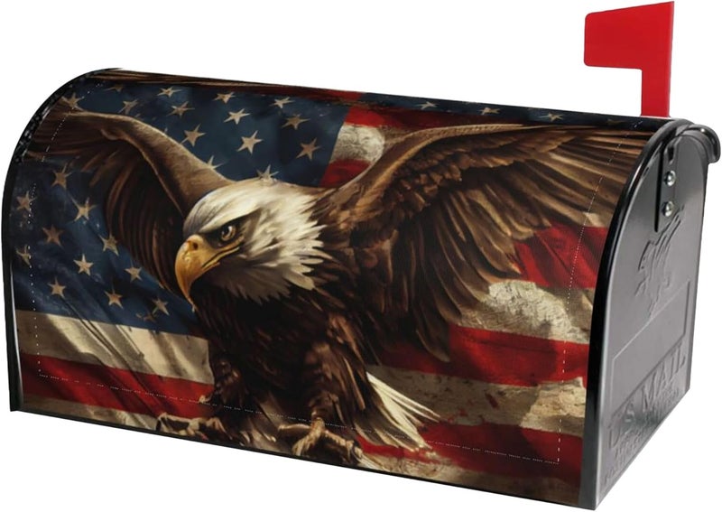 Identiy Mailbox Covers Magnetic Standard Size,18"x21" American Eagle with Flag Spring Summer Magnetic Mailbox Covers for Holiday Outside Yard Decor - Image 1