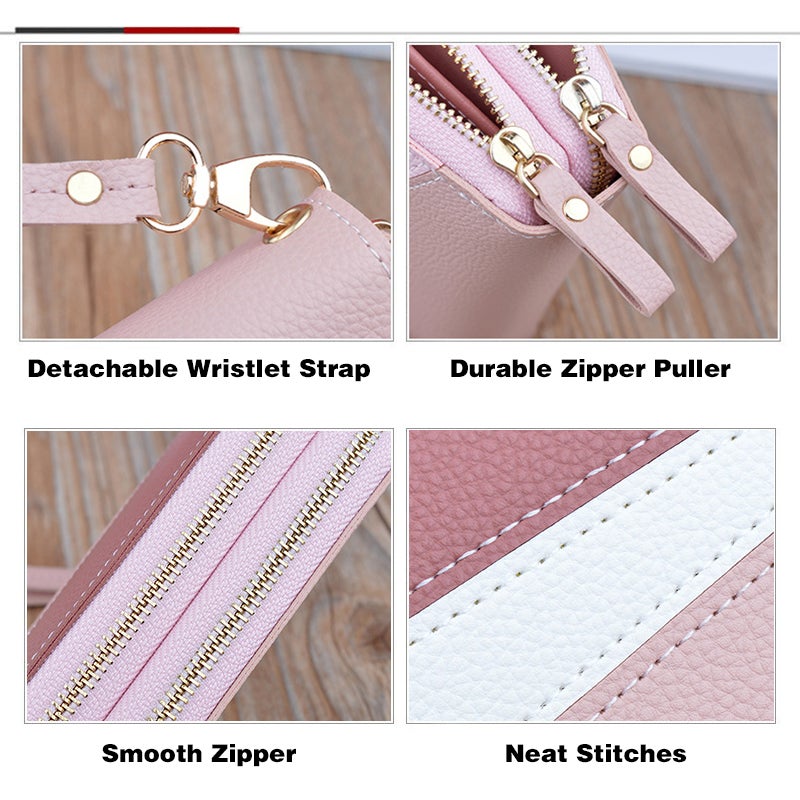 Women Clutch: Black PU Soft Durable - 8 Card Slots 6 Compartments Detachable Wristlet Strap Large Capacity Handbag for Daily Use - Image 3