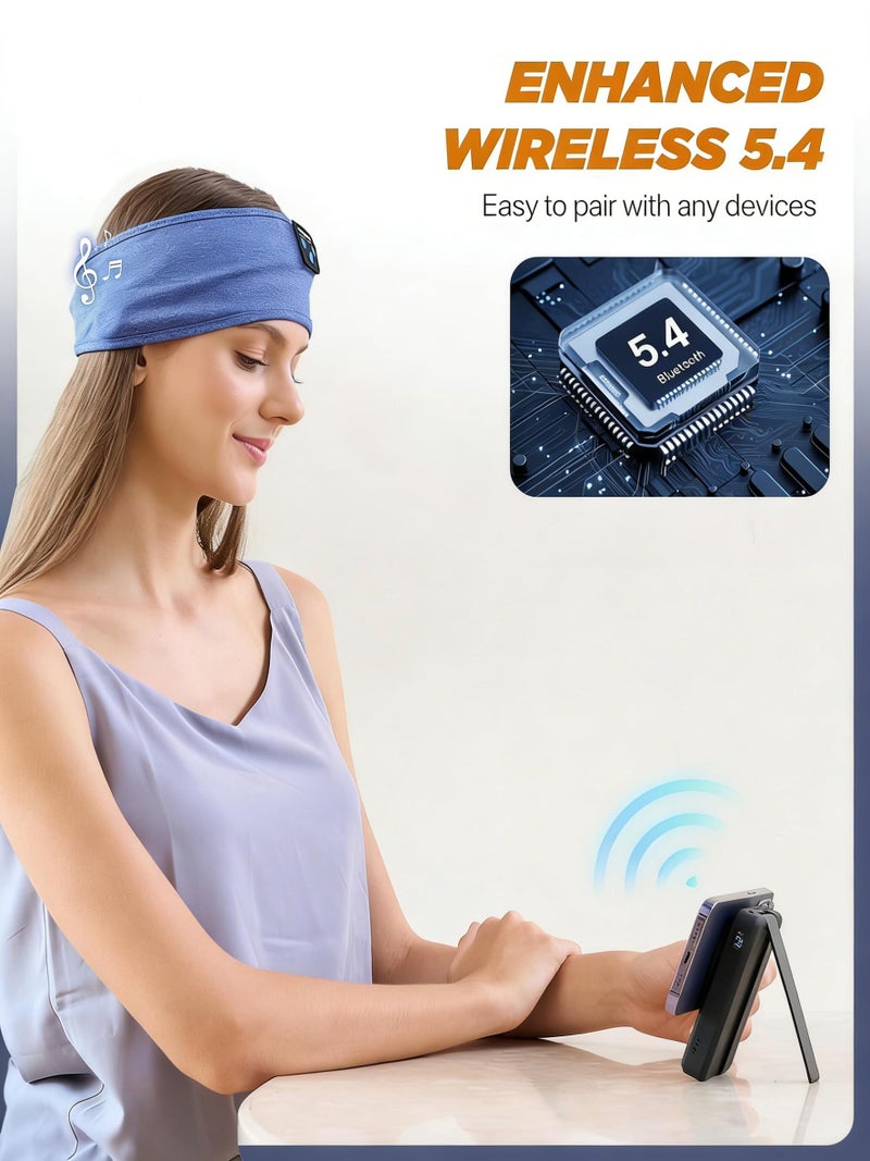 Perytong Sleep Headphones Bluetooth 5.4 Headband, Wireless Sleep Headphones for Side Sleepers - Sleeping Headband with Ultra-Thin Speaker Microphone Handsfree Gift Ideas for Women Men - Image 5
