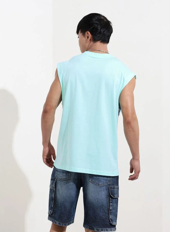 The Indian Garage Co  Men Oversized Fit Tom & Jerry Printed Crew Neck Sleeveless Crew Neck T-Shirt for Men | Best Price UAE