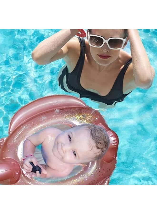 EETU Baby Pool Float With Canopy,Kids Inflatable Swimming Ring,Infant Pool Floaties Swim Pool Ring With Sunshade And Seat,Summer Activity Outdoor Water Bath Toys For Girls Boys 1-6 Year,Gold Flamingo - Image 5