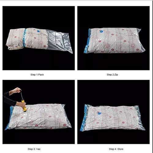 SCILLA Reusable Vacuum Space Saver Bags Ziplock Storage Compression Bag for Home Travel Quilts with Compact Hand Pump 2 Medium Size 59cm x 49cm 2 Large Size 79cm x 59cm Pack of 4 Bags - Image 5