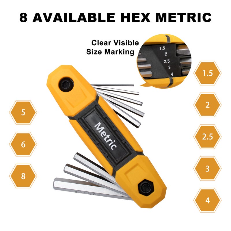 MULWARK 17pcs Folding Allen Wrench Set | Metric & Standard SAE - Key Tool 2 Pack Portable Hex for Basic Home Repair and General Applications - Image 2