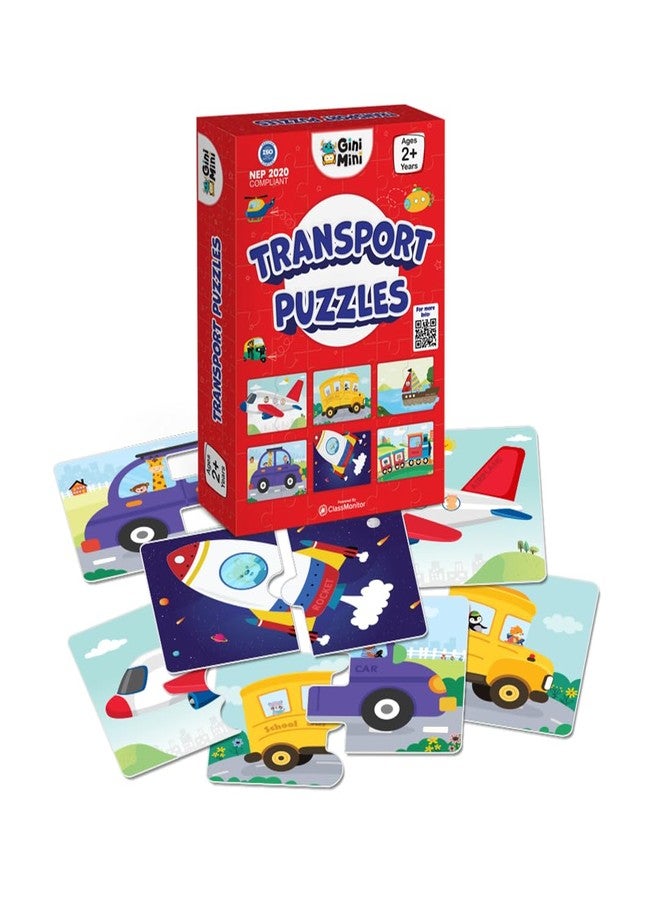 GiniMini Combo Set of 3 Jigsaw Puzzles for Kids | 2-Piece Animals, Transport, Fruits & Vegetables Puzzles | Educational Toy for Cognitive Development | Fine-Motor Skills | Age 1, 2 & Above - Image 3