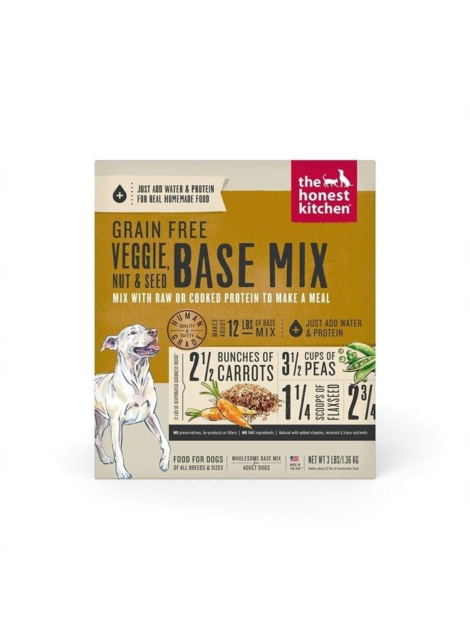 the honest kitchen Human Grade Dehydrated Grain Free Veggie, Nut & Seed Base Mix for Dogs 3 lb - Kindly 