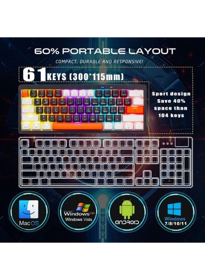 جايم أون سلسلة MAGPRO GOMK60-RS لوحة مفاتيح ألعاب ميكانيكية سلكية RGB مغناطيسية بنسبة 60%، تصميم مدمج 68 مفتاح، مفتاح وردي (خطّي)، نوع C، 18 وضع RGB، إنجليزي/عربي، برنامج تشغيل مخصص - Image 4