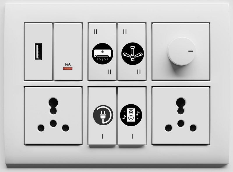 CVANU Self-Adhesive Switch ID Sticker on White Vinyl 2-A4 Sheets for Home| Office Electric Board Appliances_Black & White - Image 1