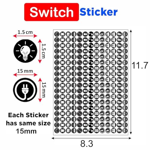 CVANU Self-Adhesive Switch ID Sticker on White Vinyl 2-A4 Sheets for Home| Office Electric Board Appliances_Black & White - Image 4