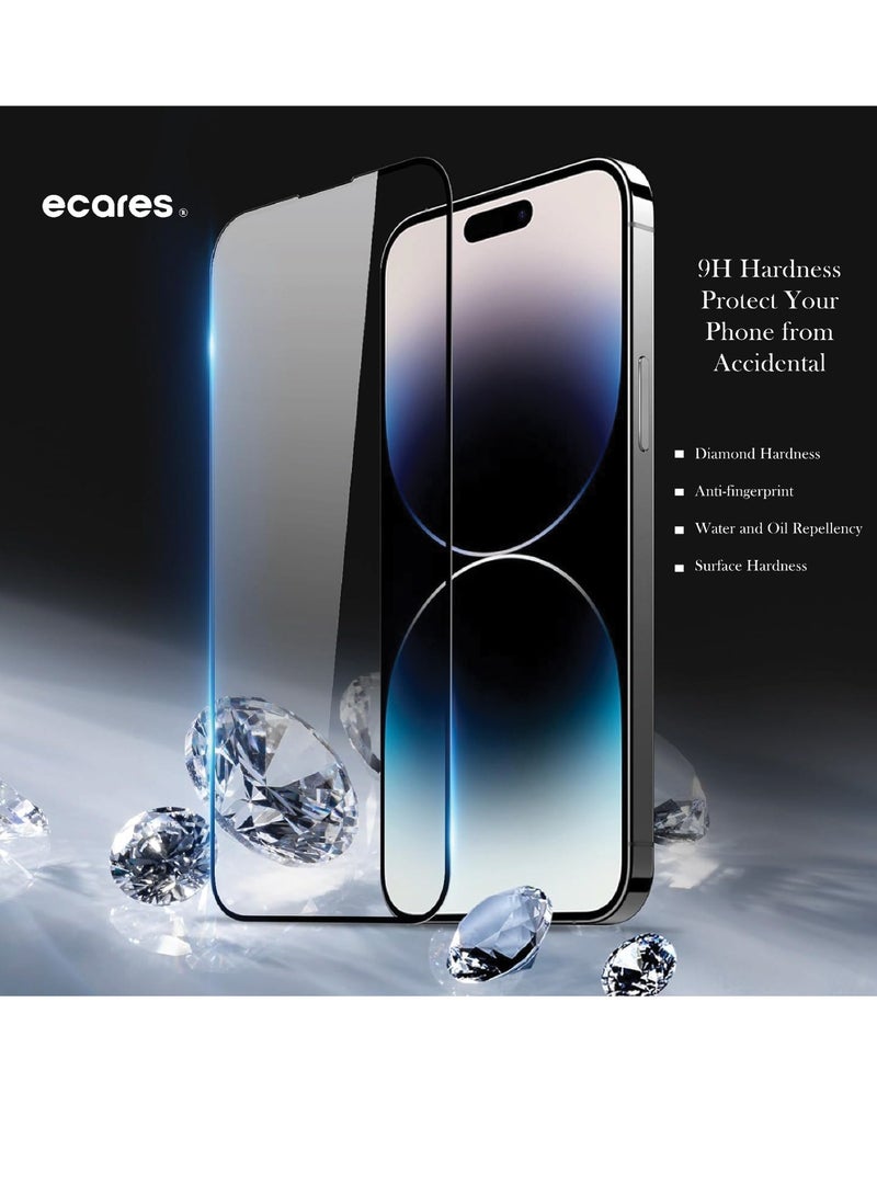 ECARES® iPhone 15 Pro Screen Protector, HD Clear, 9H Tempered Glass, Military Grade Protection, Scratch Resistant, Anti-Fingerprint, Full Coverage, Anti Yellowing, Bubble Free, (Pack-2) - Image 3