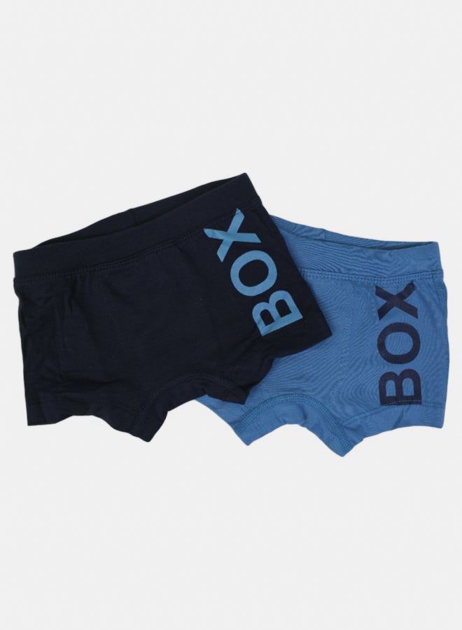 جونيور شورت بوكسر قطني للأولاد – بترولي وكحلي (عبوة من 2) - Image 3