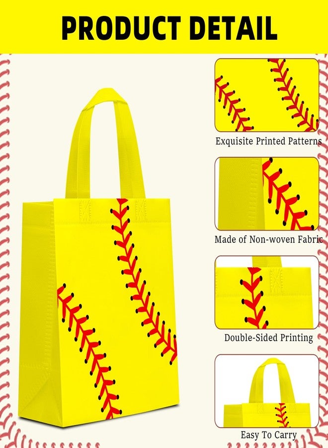 KERINGO 24 PCS Softball Gift Bags Sports Party Favor with Handles Reusable Softball Goodie Snack Favor Bag Non Woven Party Favor Bags for Sports Birthday Supplies - Image 3