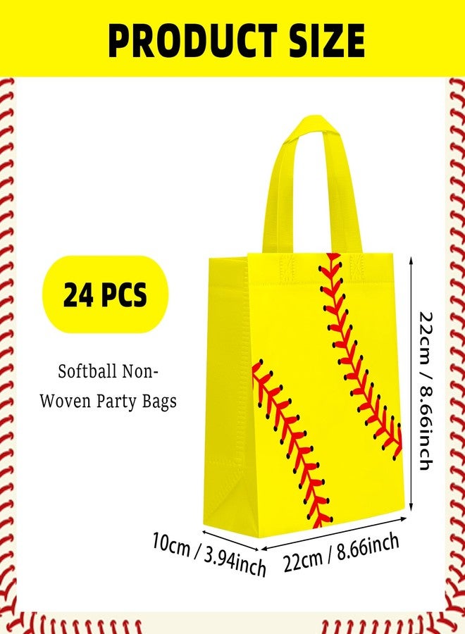 KERINGO 24 PCS Softball Gift Bags Sports Party Favor with Handles Reusable Softball Goodie Snack Favor Bag Non Woven Party Favor Bags for Sports Birthday Supplies - Image 2