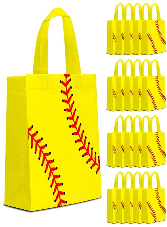 KERINGO 24 PCS Softball Gift Bags Sports Party Favor with Handles Reusable Softball Goodie Snack Favor Bag Non Woven Party Favor Bags for Sports Birthday Supplies - Image 1