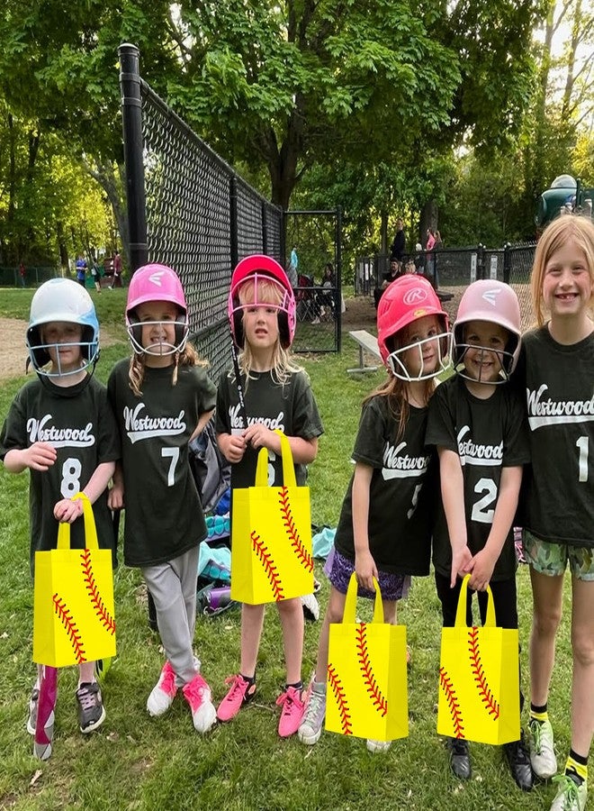 KERINGO 24 PCS Softball Gift Bags Sports Party Favor with Handles Reusable Softball Goodie Snack Favor Bag Non Woven Party Favor Bags for Sports Birthday Supplies - Image 5
