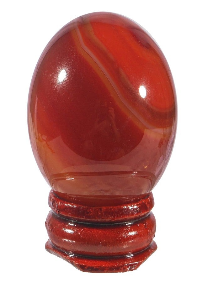 Loveliome 40 mm Carnelian Healing Crystal Ball, Home Decoration Fengshui Divination Sphere with Wood Stand - Image 1