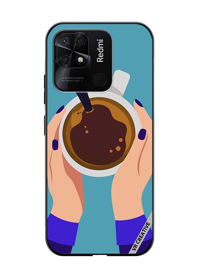 VR CREATIVE Protective Case Cover For Xiaomi Redmi 10C Female Hands Holding Cup Of Coffee Design Multicolour - Image 1