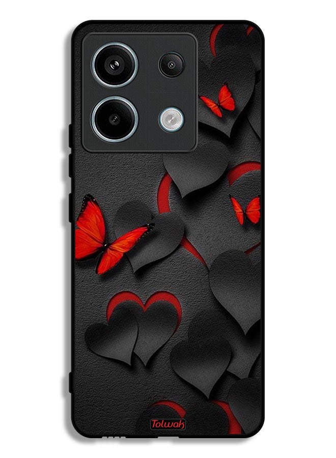Tolwak Xiaomi Redmi Note 13 Pro Protective Case Cover Hearts And Butterflies Pattern - Image 1