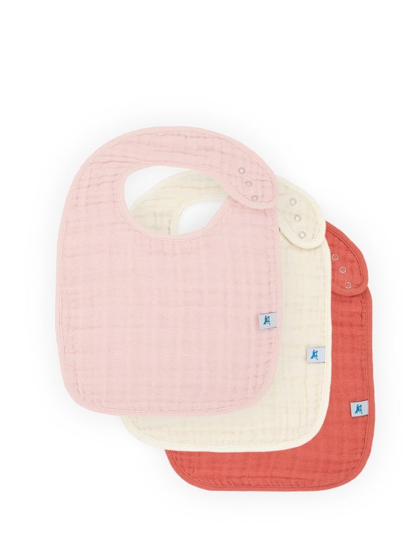 little unicorn 3-Pack Muslin Classic Bib Set Light Pink  - Image 1