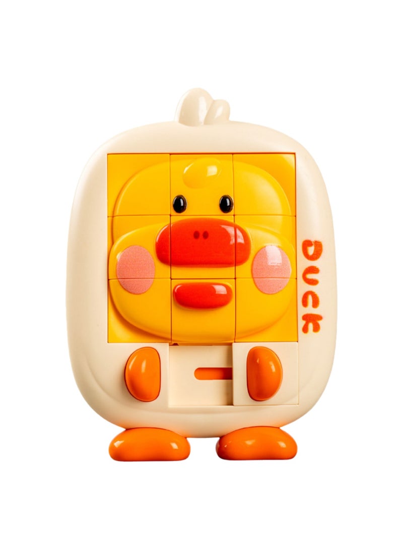 Baby Educational Toys 3d Sliding Puzzle Cartoon Animals Huarongdao Children'S Toys 3-5 Years Old (Yellow Cute Duck)  - Image 1