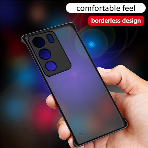 Pikkme Thermoplastic Polyurethane Vivo V29 / V29 Pro 5G Back Cover | Hybrid Frameless | Full Camera Protection | Raised Edges | Frosted Matte Translucent Bumper Case for Vivo V29 / V29 Pro 5G (Black) - Image 5