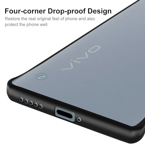 Pikkme Thermoplastic Polyurethane Vivo V29 / V29 Pro 5G Back Cover | Hybrid Frameless | Full Camera Protection | Raised Edges | Frosted Matte Translucent Bumper Case for Vivo V29 / V29 Pro 5G (Black) - Image 3
