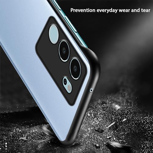 Pikkme Thermoplastic Polyurethane Vivo V29 / V29 Pro 5G Back Cover | Hybrid Frameless | Full Camera Protection | Raised Edges | Frosted Matte Translucent Bumper Case for Vivo V29 / V29 Pro 5G (Black) - Image 4