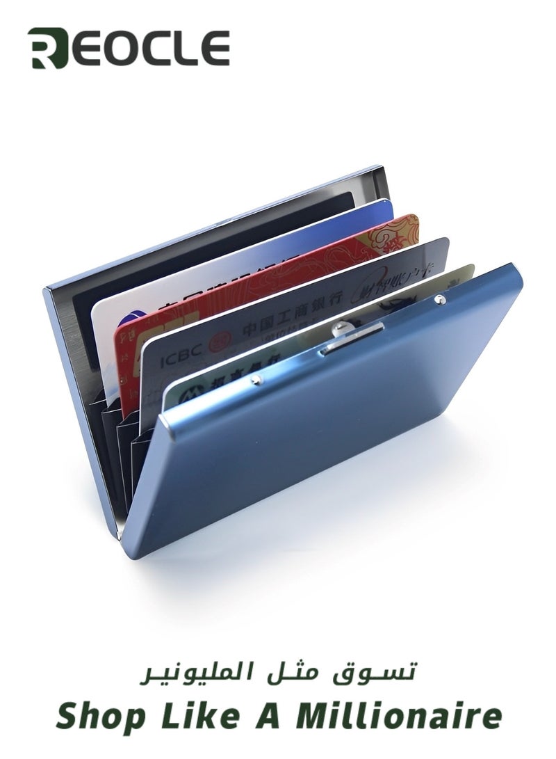 REOCLE Metal Card Holder Wallet Ultra Thin Stainless Steel Metal Wallets RFID Blocking Credit Card Wallet Holder Best Card Protector for Men & Women  - Image 2