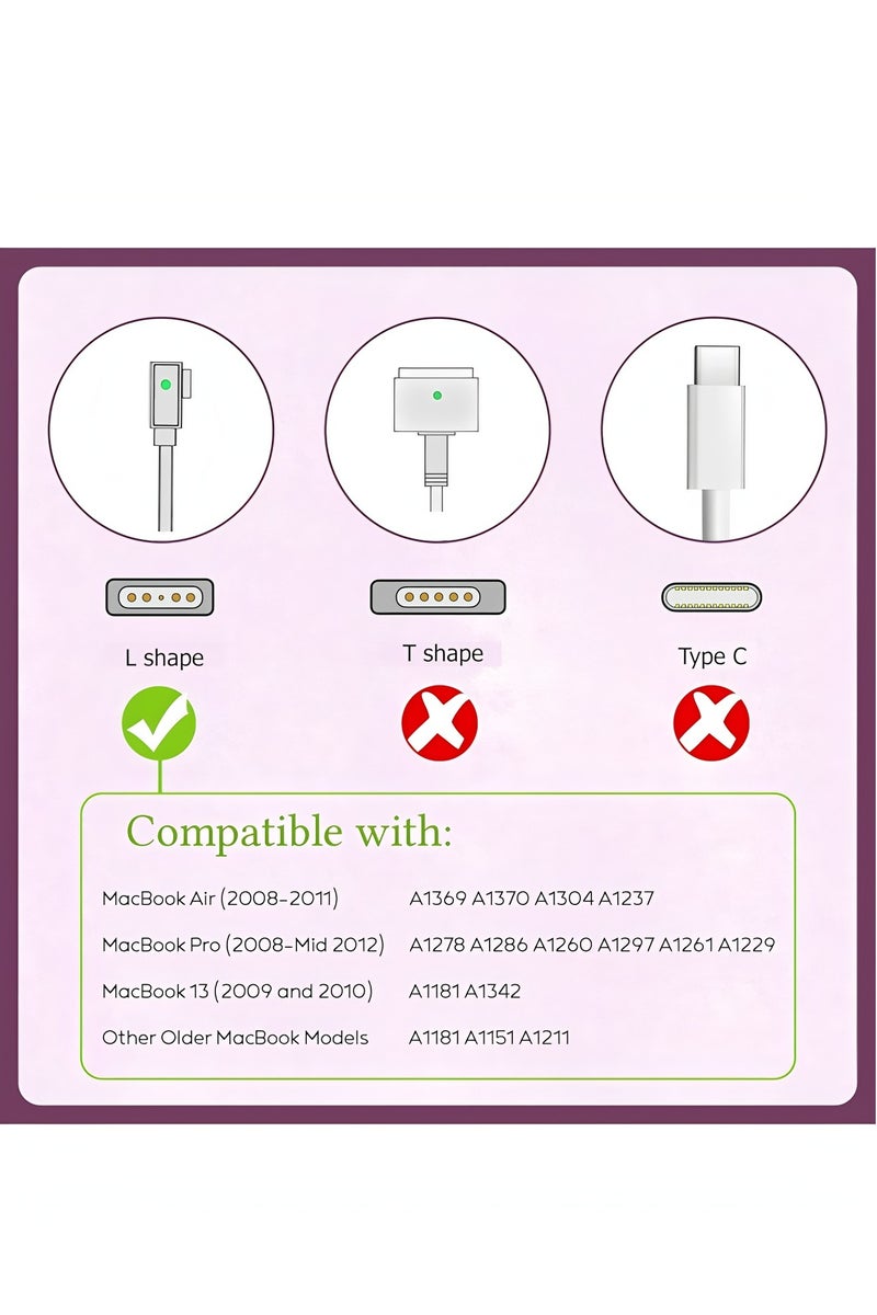 Flyview Compatible with MacBook Pro Charger 85W Replacement for L-Tip Models A1286 A1260 A1297 A1261 A1229 A1278 and All 45W 60W Mac 2009 2010 2011 Mid 2012 - Image 2