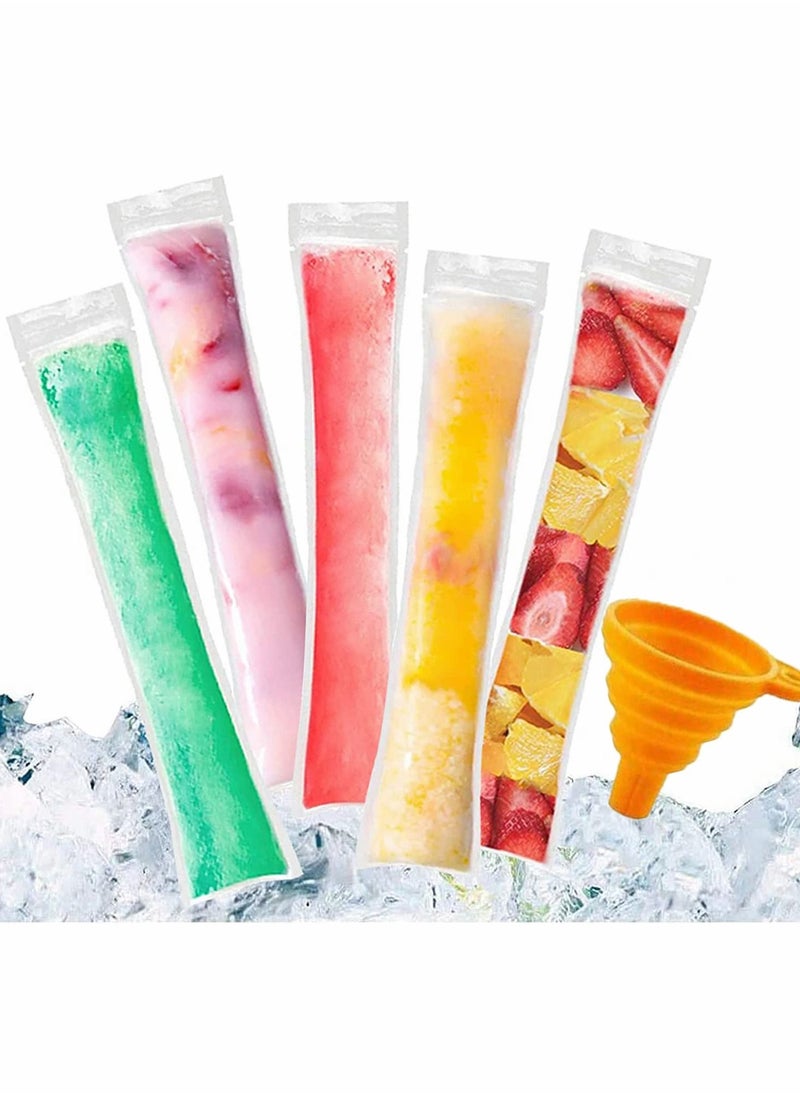 Excefore 200 PCS Disposable Ice Popsicle Mold Bags, BPA Free Ice Pop Pouch with A Funnel for Yogurt, Ice Candy, Ice Cream Party Favors  - Image 1